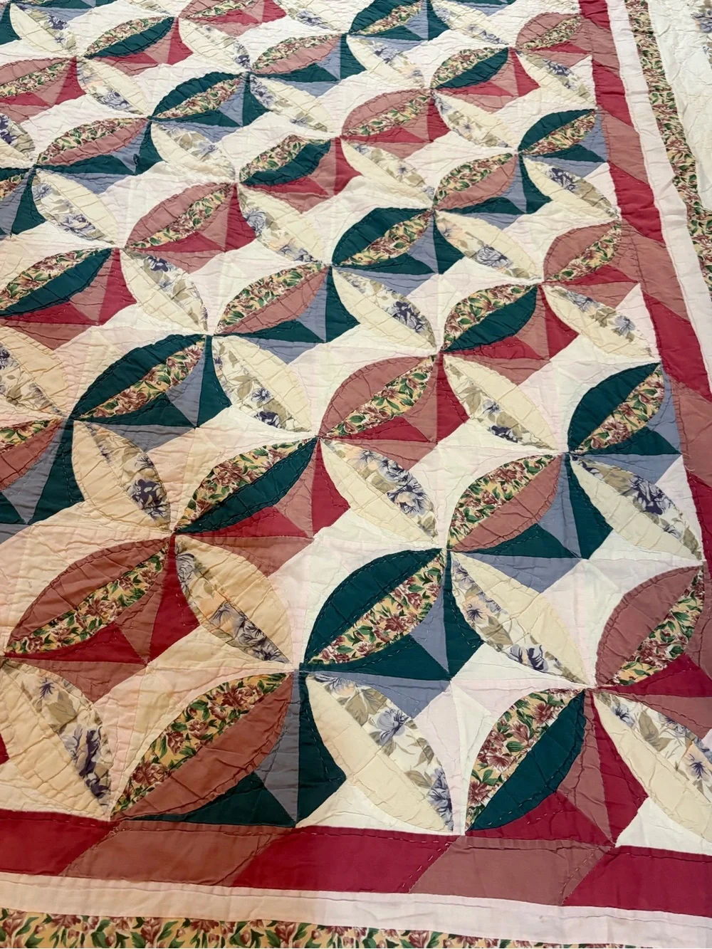 Vintage Arch Quilts Orange Peel Quilt Queen Boho Shabby Chic Granny